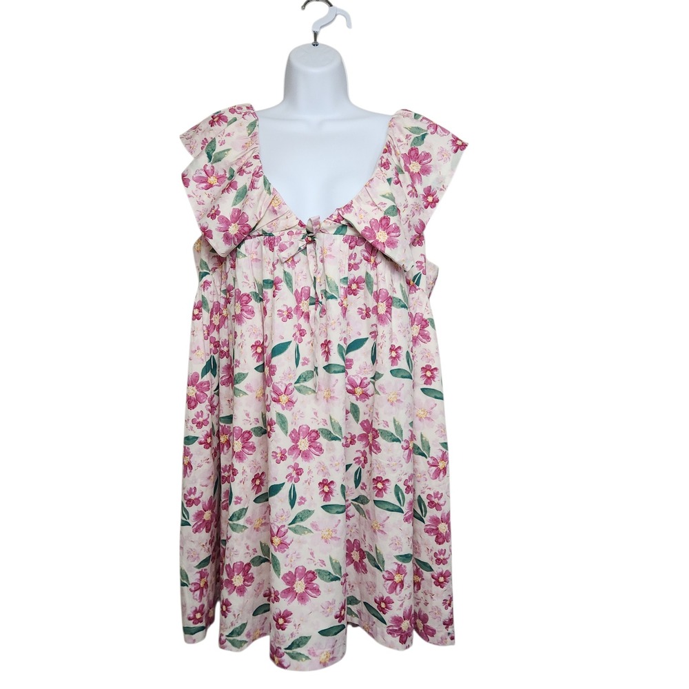 ARULA Cream Dress with Pink Floral Print